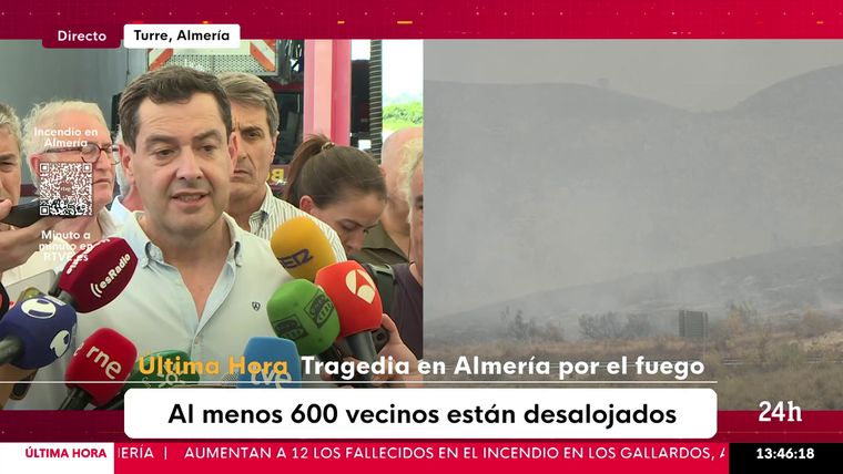 Juanma Moreno en RTVE explicando la no activación del ES-Alert, minuto 00:11:50.