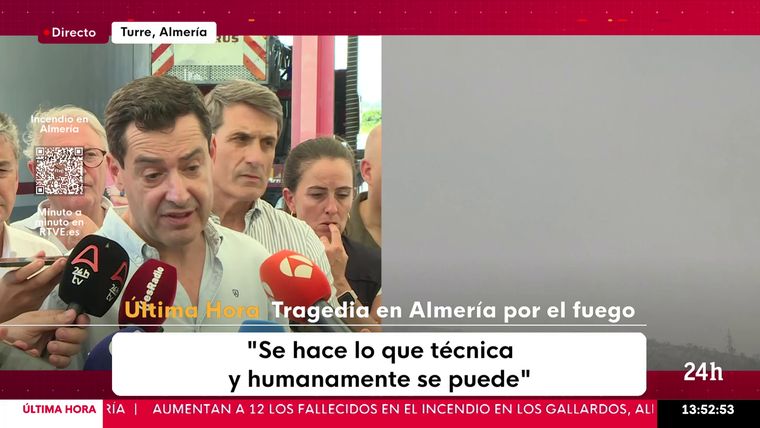 Juanma Moreno atribuyendo el relato al alcalde, RTVE, minuto 00:18:25.
